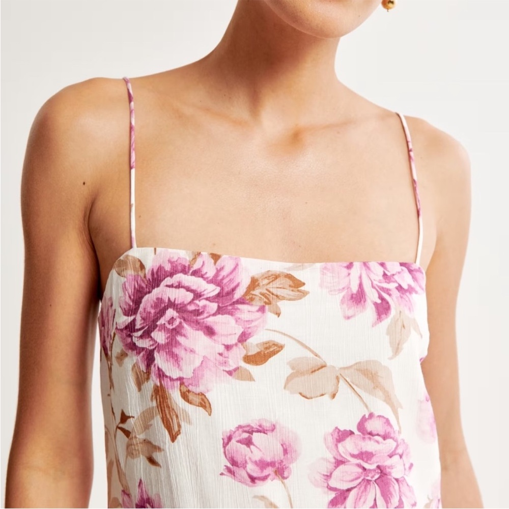 Abercrombie Purple Floral Crinkle Textured Mini Dress Small - Picture 2 of 5